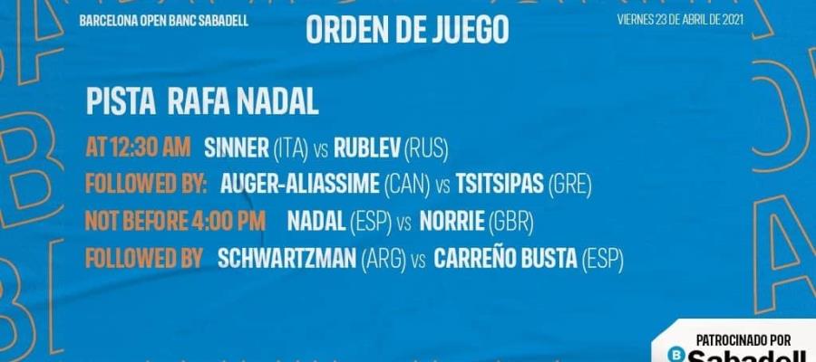 Nadal, Tsitsipás y Rublev, a Cuartos en Barcelona