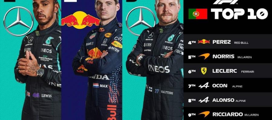 Hamilton gana el GP de Portugal; Checo llega cuarto Hamilton gana el GP de Portugal; Checo llega cuarto