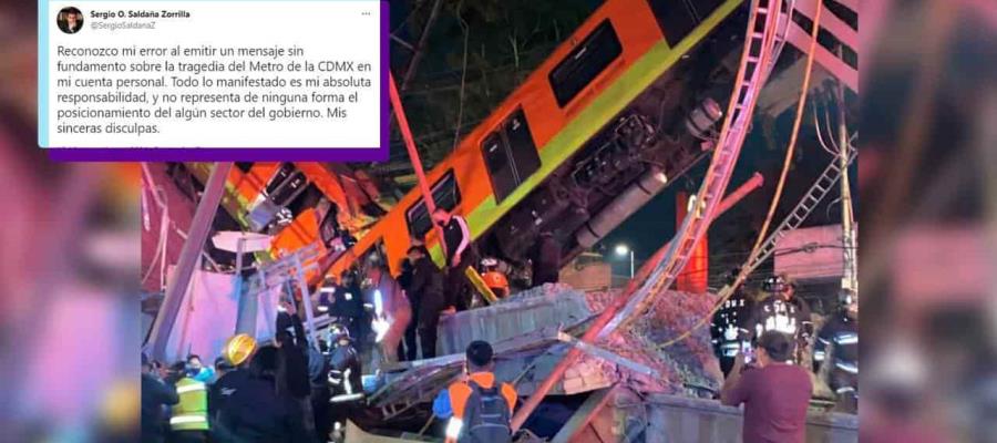 Se disculpa subsecretario en Sener tras insinuar que accidente del Metro fue un “sabotaje”