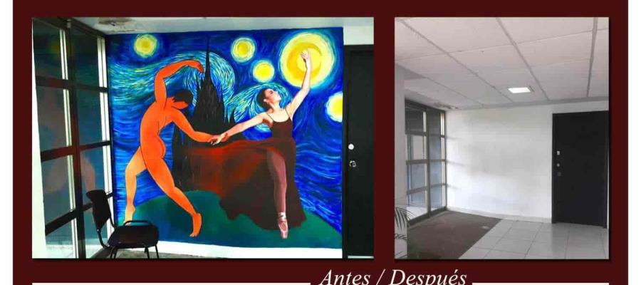 Denuncia “Frente Crítico Estudiantil” que administración del Instituto CEIBA borró los muros pintados por artistas tabasqueños