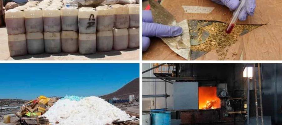 Destruyen 99.9 toneladas de drogas y 374 mil 686 litros de percusores químicos, en Sinaloa