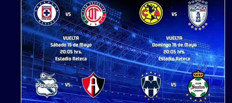 Este sábado Puebla vs Atlas y Cruz Azul vs Toluca, en Cuartos de Final