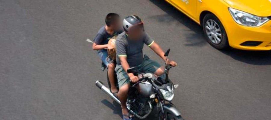Advierte PEC que ya no tolerará a acompañantes de motociclistas… sin casco
