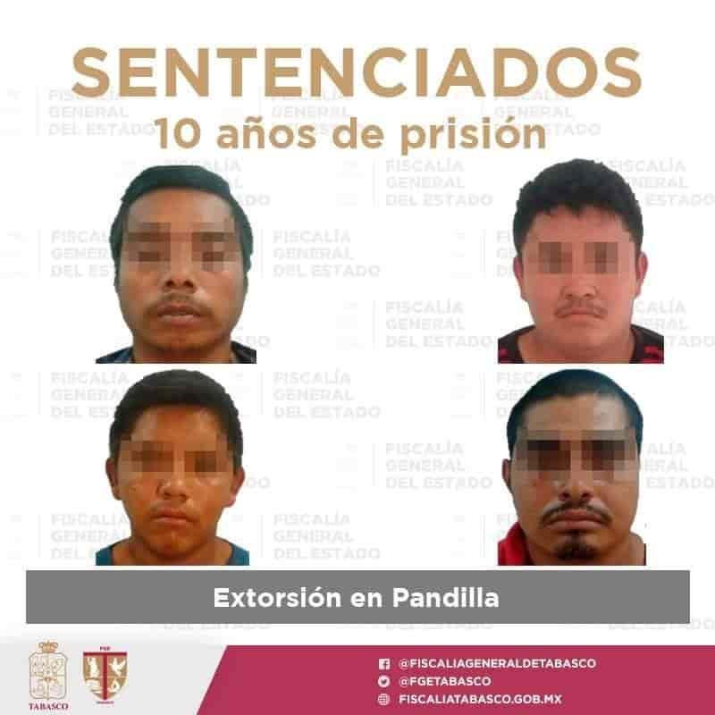 Dictan 10 años de presión a cuatro sujetos por extorsión en pandilla