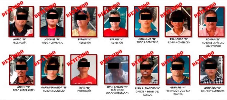 Reportan 40 detenidos y 7 vehículos recuperados… en una semana en Tabasco
