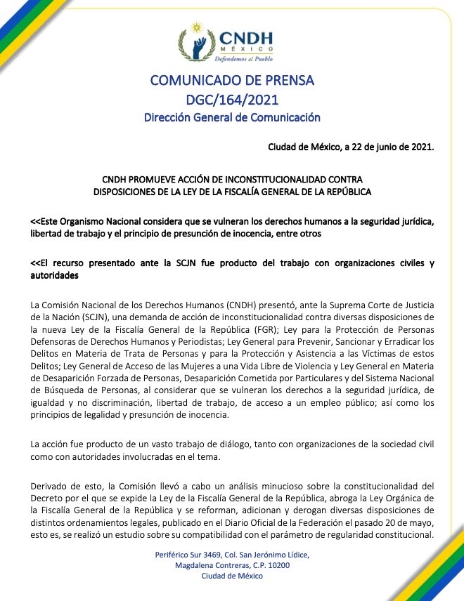 Promueve CNDH acción de inconstitucionalidad contra Ley de la Fiscalía General de la República Promueve CNDH acción de inconstitucionalidad contra Ley de la Fiscalía General de la República