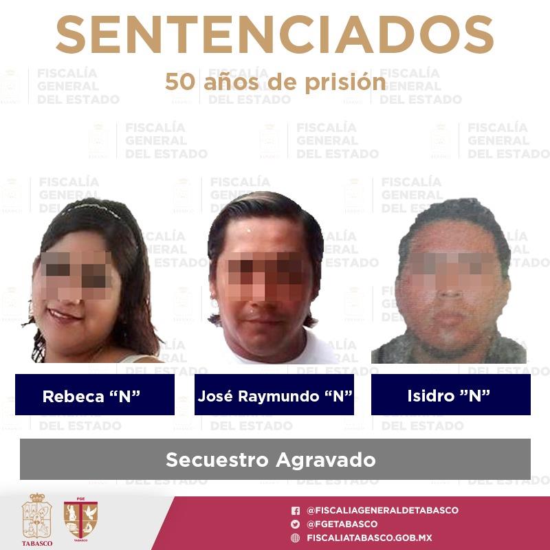 Logra FGE sentencia de hasta 50 años de prisión contra tres personas por secuestro