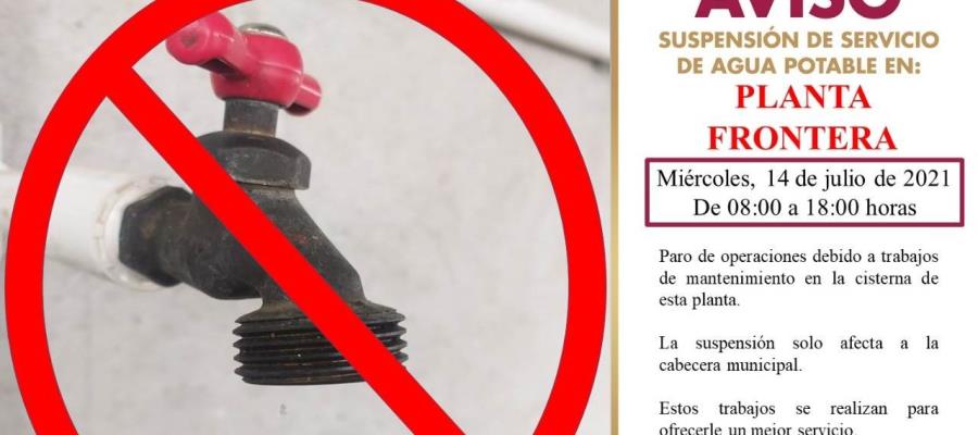 Por mantenimiento CEAS suspenderá servicio en planta Frontera el miércoles