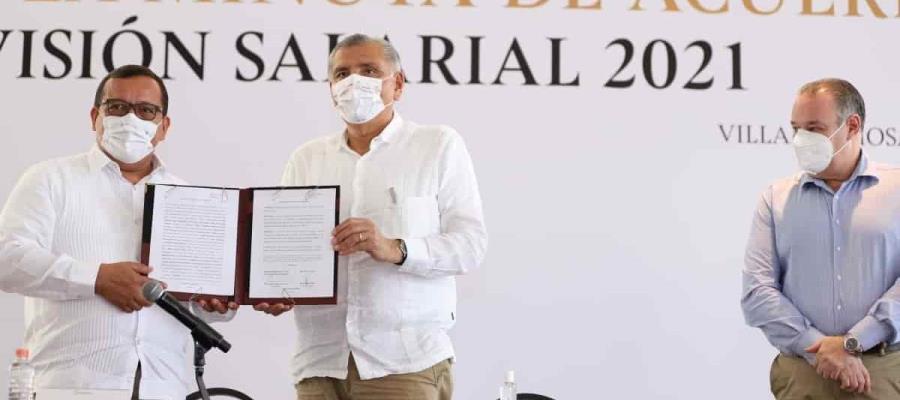 Acuerdan Gobierno de Tabasco y SUTSET, incremento salarial de 2.6% y otras prestaciones para la base trabajadora Acuerdan Gobierno de Tabasco y SUTSET, incremento salarial de 2.6% y otras prestaciones para la base trabajadora