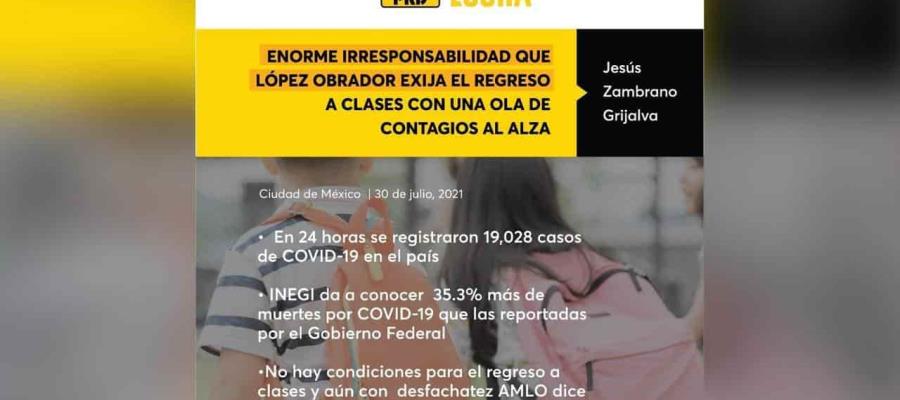 Exigir regreso a clases presenciales es una enorme irresponsabilidad: PRD