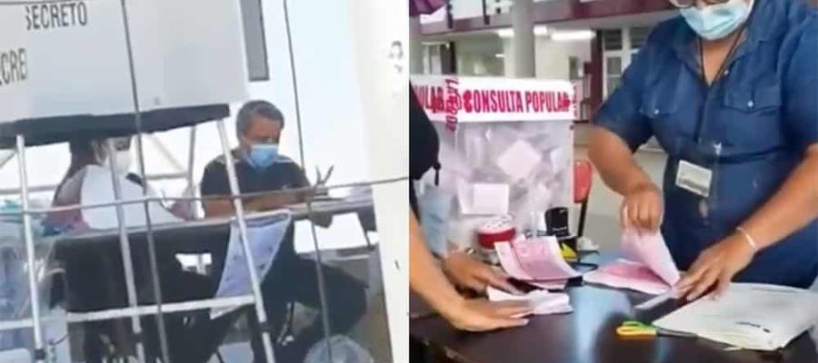 Denuncian en redes sociales irregularidades en las mesas receptoras de la Consulta Popular, instaladas en Veracruz