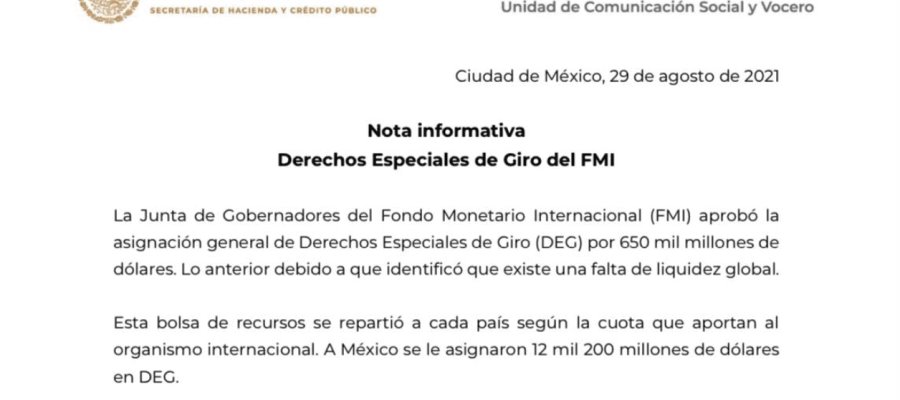 Solicitará Hacienda a Banxico que recursos del FMI se usen para pagar deuda externa