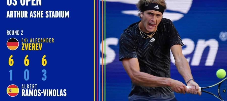 Zverev sorprende con partidazo y pasa a Tercera Ronda en el US Open