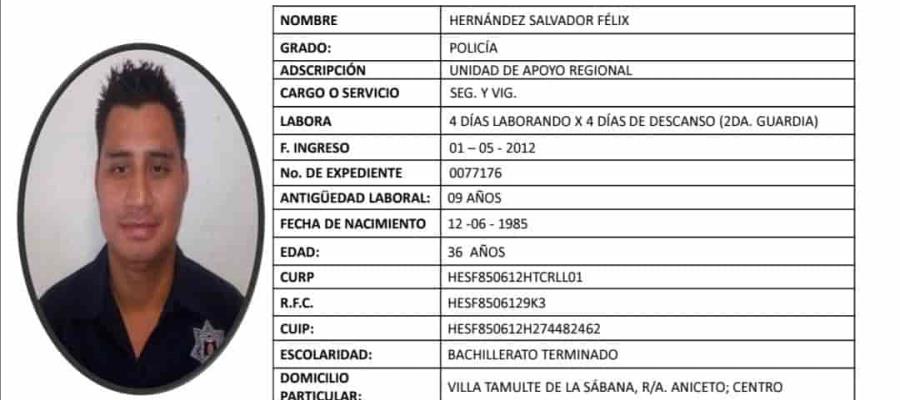 Muere policía en ranchería Las Flores; recibió un disparo accidental de su compañero