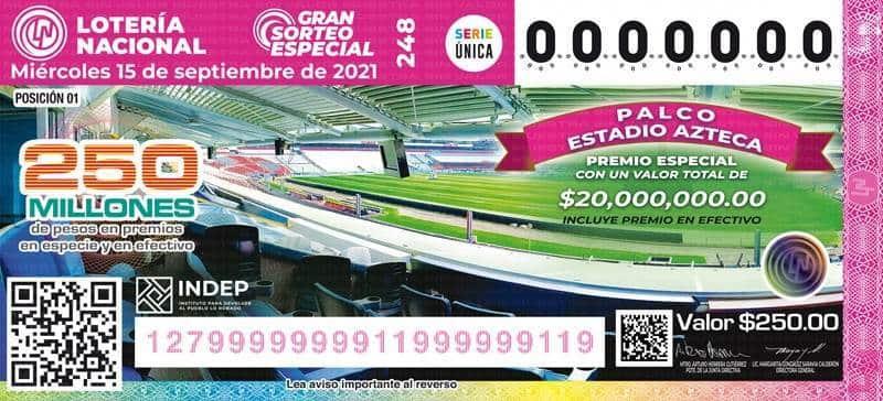 Rifa Lotenal palco en el Azteca, premio se va a Monterrey, Nuevo León Rifa Lotenal palco en el Azteca, premio se va a Monterrey, Nuevo León