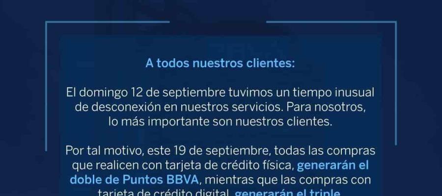 BBVA anuncia beneficios para usuarios afectados por fallas en el sistema del fin de semana pasado BBVA anuncia beneficios para usuarios afectados por fallas en el sistema del fin de semana pasado