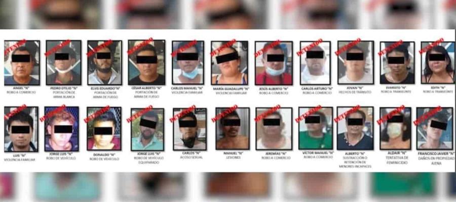 Reportan 43 detenidos y 11 unidades recuperadas en una semana
