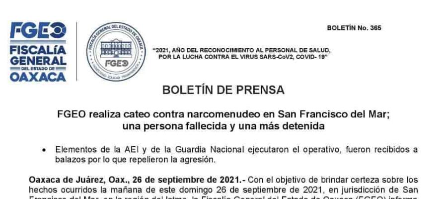 Enfrentamiento entre Guardia Nacional y sujetos armados en Oaxaca deja un muerto y un detenido Enfrentamiento entre Guardia Nacional y sujetos armados en Oaxaca deja un muerto y un detenido