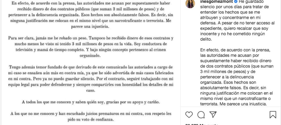 “Jamás he robado un peso, mucho menos he visto ni tenido 3 mmdp en la vida”: Inés Gómez Mont “Jamás he robado un peso, mucho menos he visto ni tenido 3 mmdp en la vida”: Inés Gómez Mont
