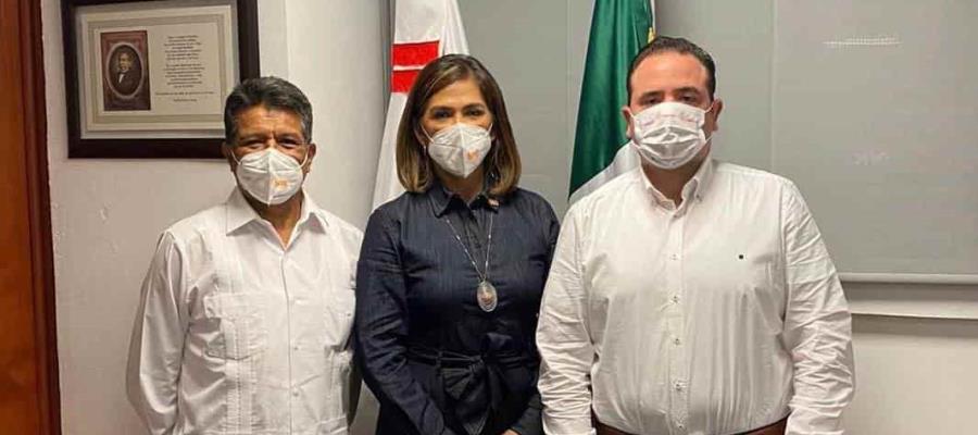 Sostiene secretario de Gobierno, Guillermo del Rivero, encuentro con la secretaria general del SNTE en Tabasco, María Elena Alcudia