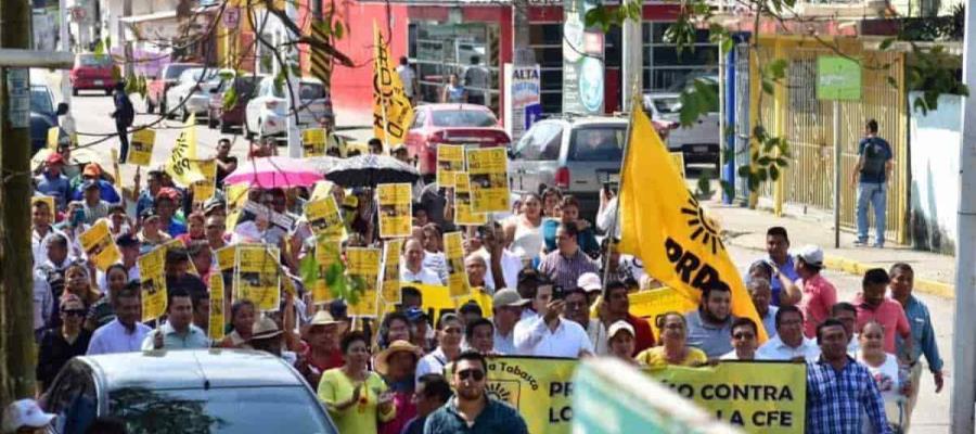 Proyecta PRD Tabasco retomar movilizaciones en calles para exigir a CFE tarifas justas