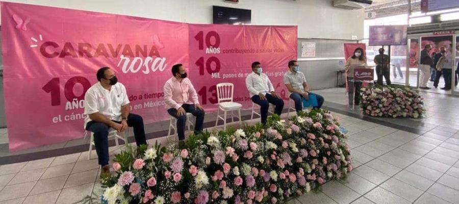 Dan banderazo a caravana rosa del ADO en Tabasco Dan banderazo a caravana rosa del ADO en Tabasco