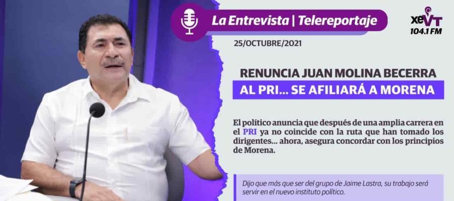 Juan Molina Becerra renuncia al PRI; se sumará a Morena