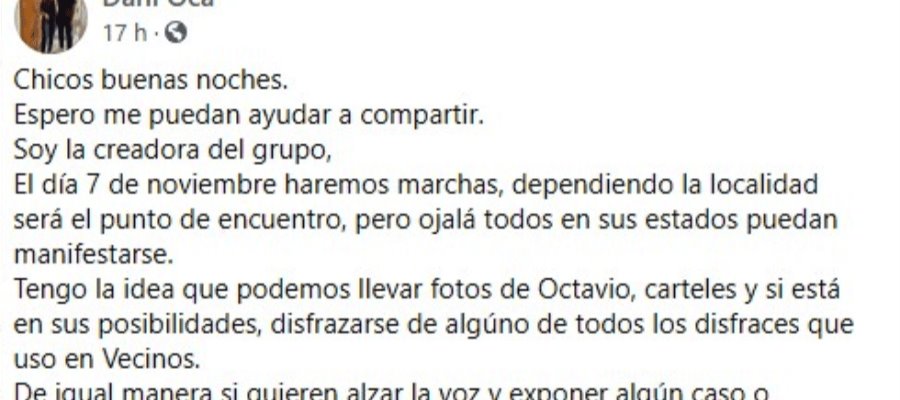 Convocan a marcha para exigir justicia para Octavio Ocaña