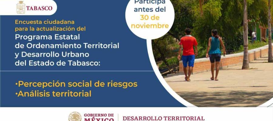 Lanza SEDATU encuesta ciudadana para actualización del Programa de Ordenamiento Territorial