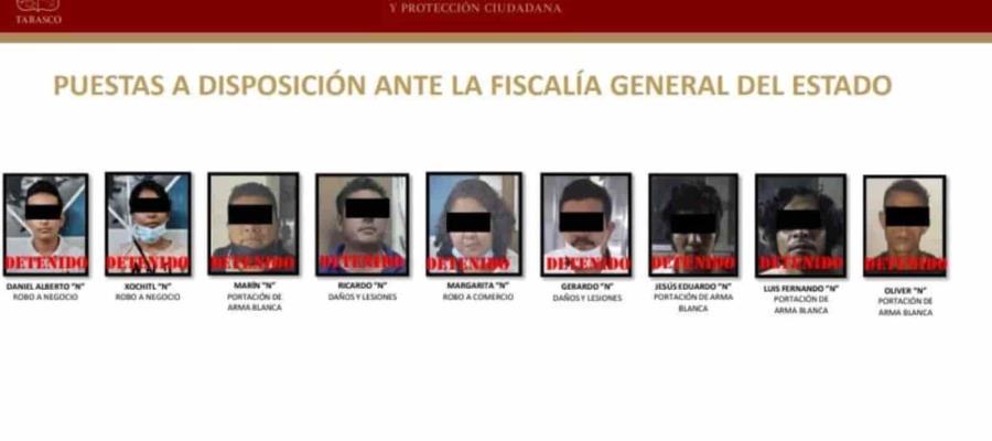 Reportan 21 detenciones de presuntos delincuentes durante los primeros días de noviembre en Tabasco