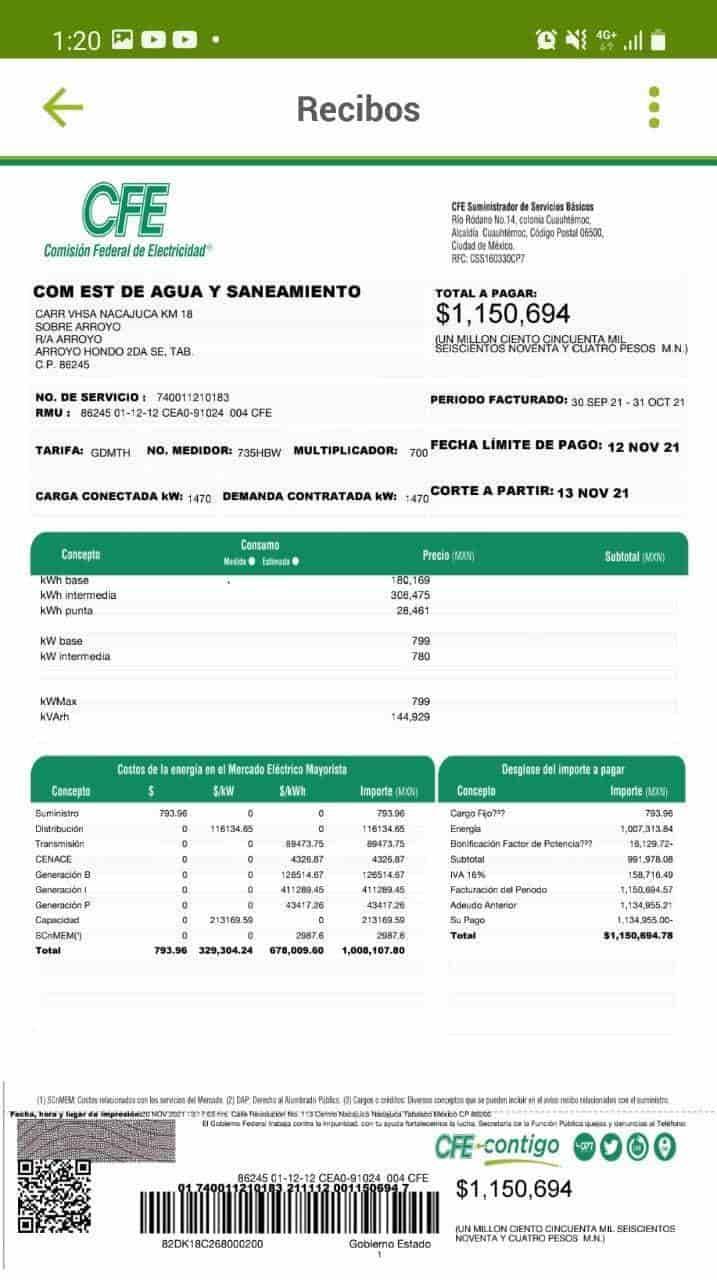 Denuncia CEAS corte de energía a planta “El Mango” a pesar de haber pagado a CFE Denuncia CEAS corte de energía a planta “El Mango” a pesar de haber pagado a CFE