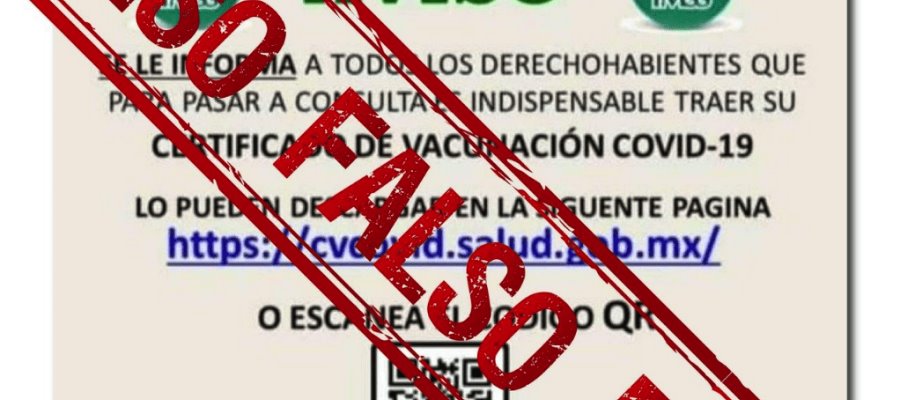 Desmiente IMSS que certificado COVID sea obligatorio para acceder a citas médicas Desmiente IMSS que certificado COVID sea obligatorio para acceder a citas médicas