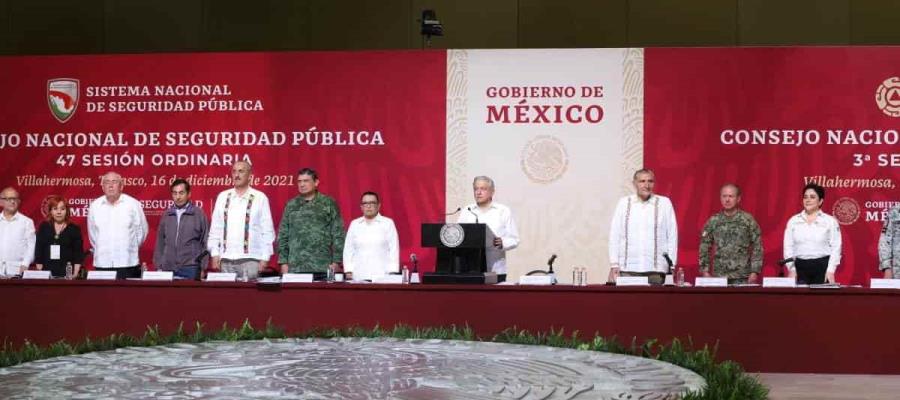AMLO encabeza en Tabasco reunión del Consejo Nacional de Seguridad Pública