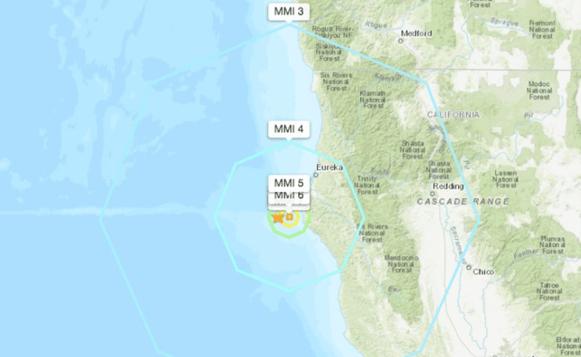 Se registra sismo de 6.2 grados frente a costas de California, EE. UU