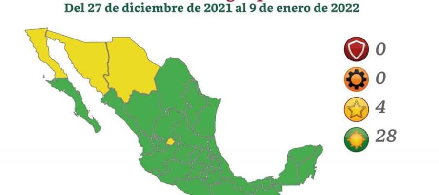 Cierra México el año con 28 estados en semáforo epidemiológico color verde