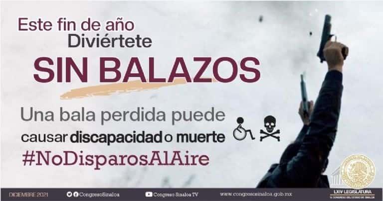 Piden en Sinaloa no disparar armas por festejos de año nuevo