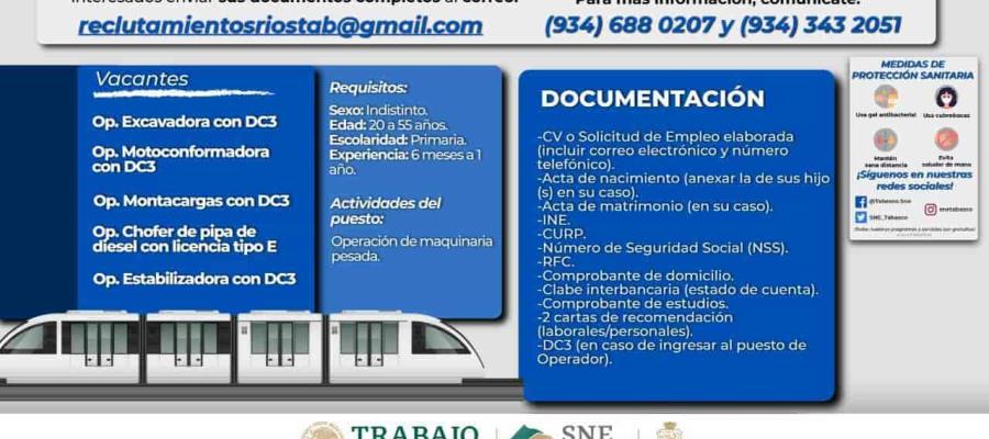 Buscan operadores de maquinaria para el Tren Maya Buscan operadores de maquinaria para el Tren Maya