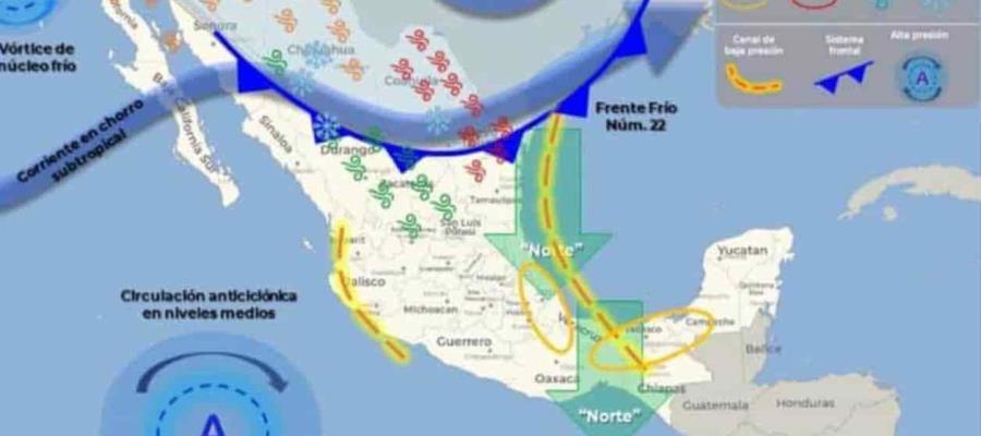 Emite Gobierno de Tabasco alerta amarilla por frente frío No. 22