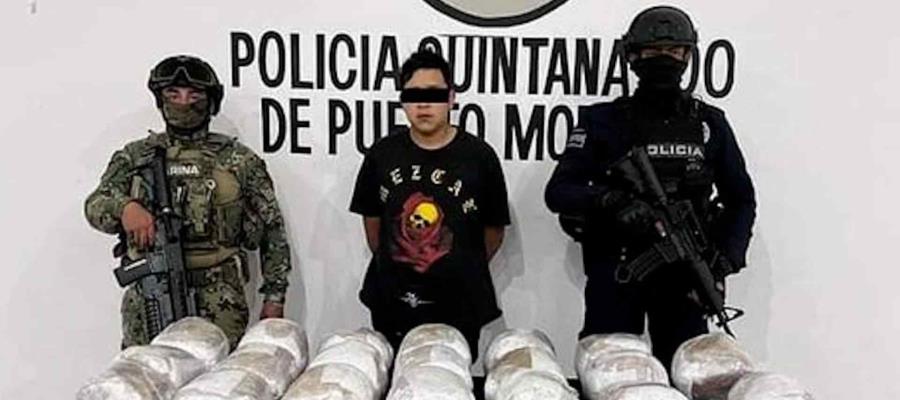 Detienen en Quintana Roo a joven tabasqueño con droga