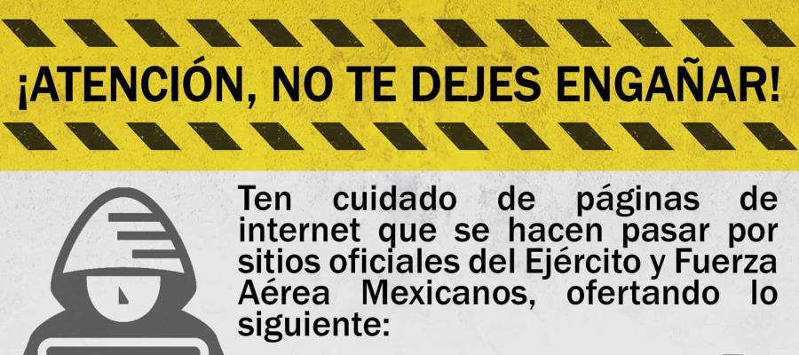 Alerta Sedena por intentos de fraude a nombre del Ejército y Fuerza Aérea