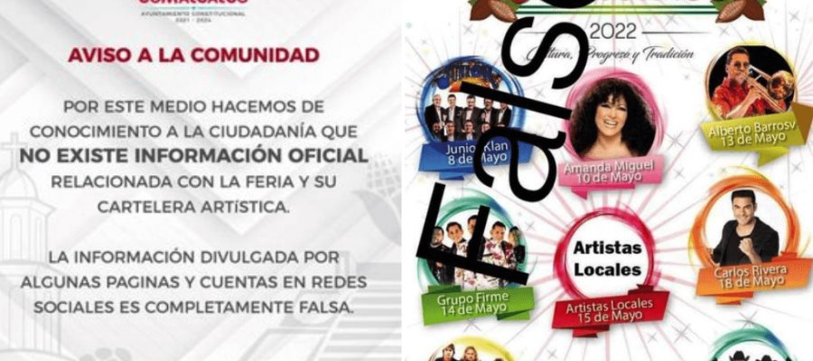 Rechaza ayuntamiento de Comalcalco que haya información oficial sobre su feria y cartelera artística