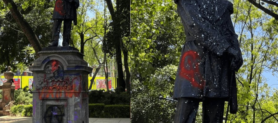 Vandalizan estatua de Gregorio Méndez en CDMX… durante el 8M