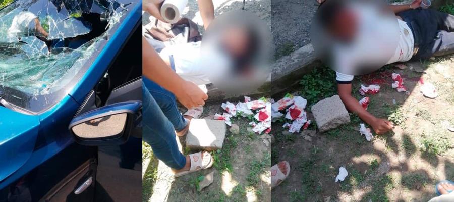 Atropellan a estudiantes en moto… en Comalcalco
