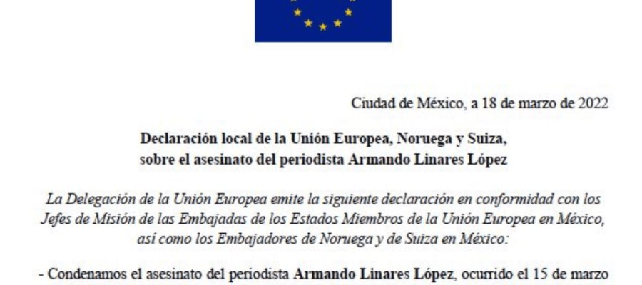 Condena UE asesinato del periodista Armando Linares