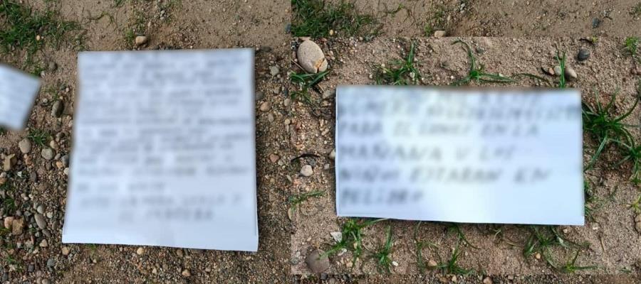 Aparecen cartulinas con mensajes de extorsión… en Huimanguillo