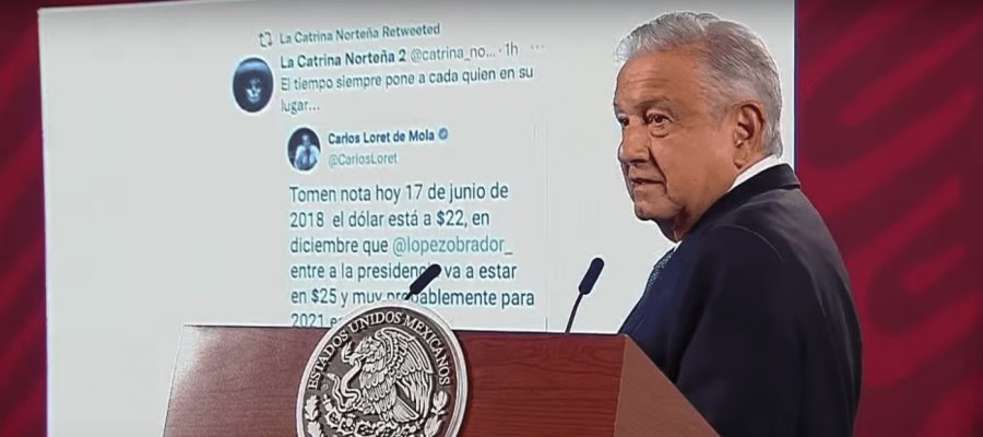 Recuerda AMLO que Loret vaticinó devaluación del peso con la 4T