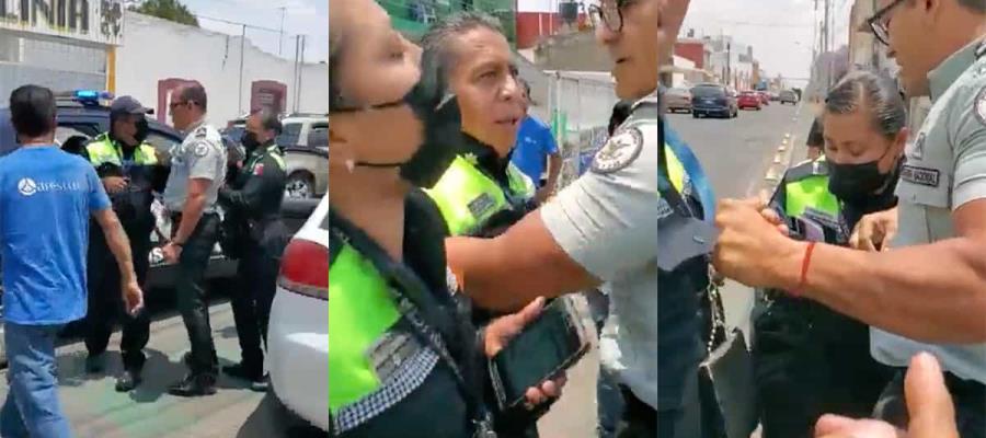 Exhiben a elemento de la GN golpeando a agentes de tránsito en Puebla… ¡Para evitar multa!