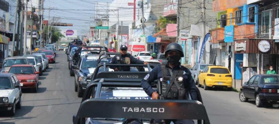 Intensifican patrullajes en bancos, comercios y colonias de Villahermosa