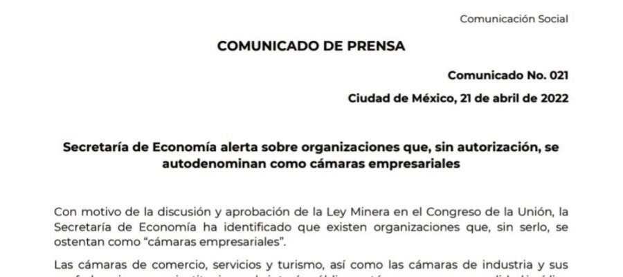 Alerta Secretaría de Economía sobre cámaras empresariales ‘patito’