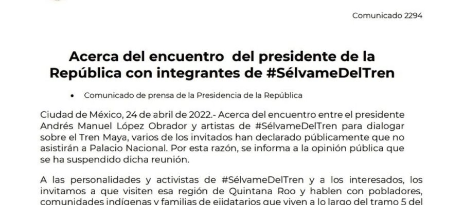 Reunión de AMLO con integrantes del colectivo Sélvame del Tren es cancelada